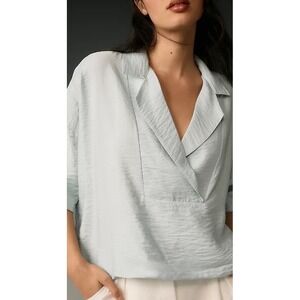 Anthropologie Dylon Sage Green Women’s V-Neck Collar Blouse 1x
